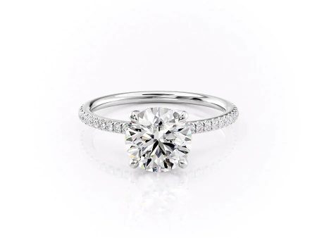 The Pave Petal Kamellie Set With A 3 Carat Round Lab Diamond on Sale