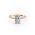 The Pave Petal Kamellie Set With A 1 Carat Radiant Lab Diamond For Sale