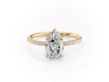 The Pave Petal Kamellie Set With A 1 Carat Pear Lab Diamond Online Hot Sale