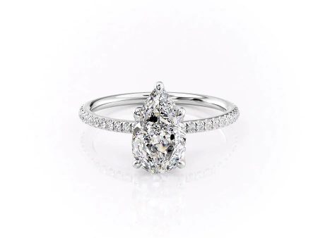 The Pave Petal Kamellie Set With A 1 Carat Pear Lab Diamond Cheap