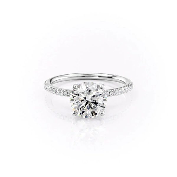 The Pave Petal Kamellie Set With A 2 Carat Round Lab Diamond For Discount