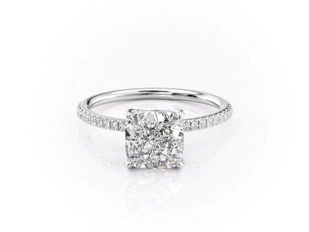 The Pave Petal Kamellie Set With A 1 Carat Cushion Lab Diamond Sale