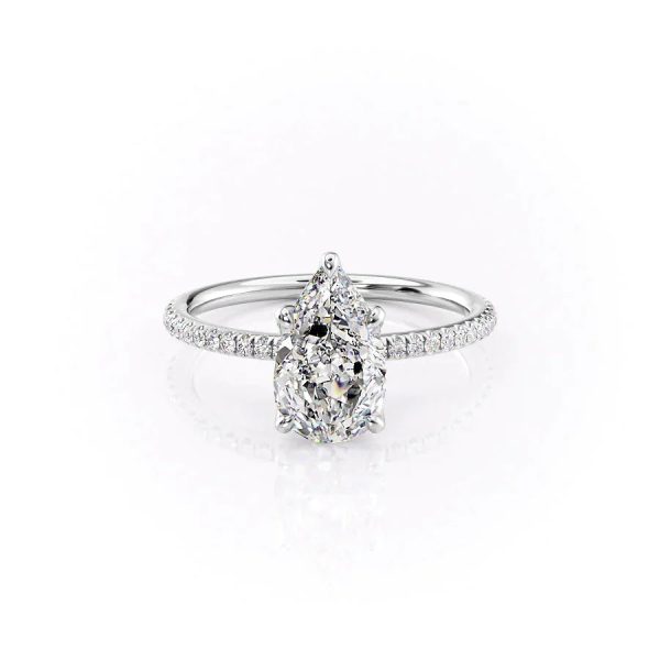 The Pave Petal Kamellie Set With A 1.5 Carat Pear Lab Diamond Online Sale