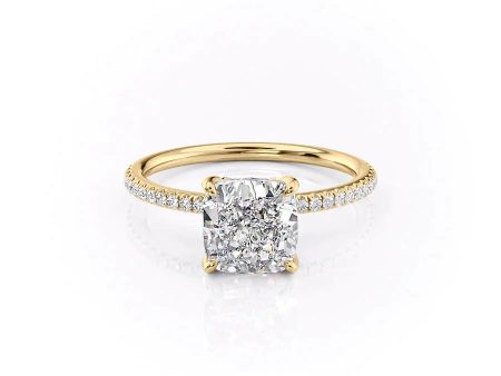 The Pave Petal Kamellie Set With A 2.5 Carat Cushion Lab Diamond Online Sale