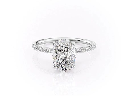 The Pave Petal Kamellie Set With A 1 Carat Oval Lab Diamond Online Hot Sale