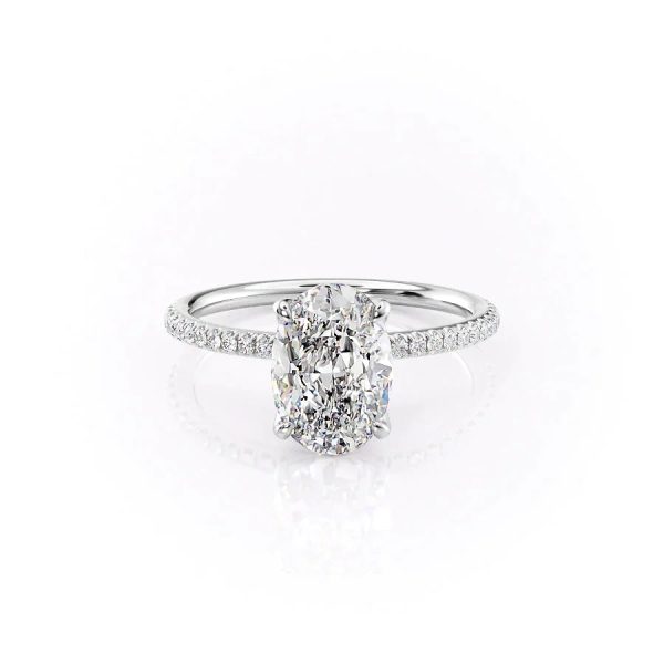 The Pave Petal Kamellie Set With A 1 Carat Oval Lab Diamond Online Hot Sale