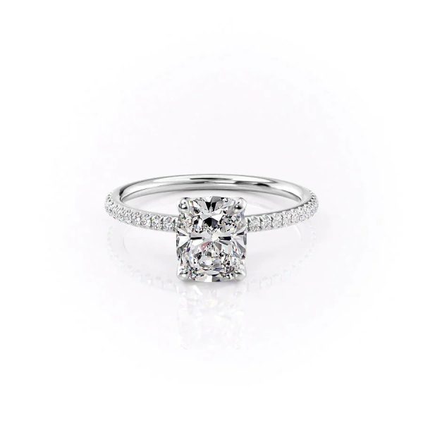 The Pave Petal Kamellie Set With A 1 Carat Elongated Cushion Lab Diamond Online